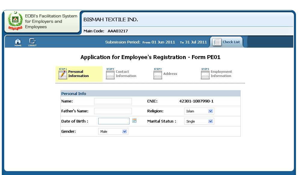 Personal details of employees