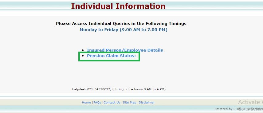 how to track EOBI pension claim status Track pension claim status